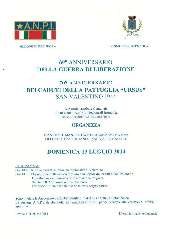 COMMEMORAZIONE SAN VALENTINO 2014