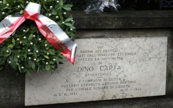 Lapide a Dino Carta, in via Calderari a Vicenza