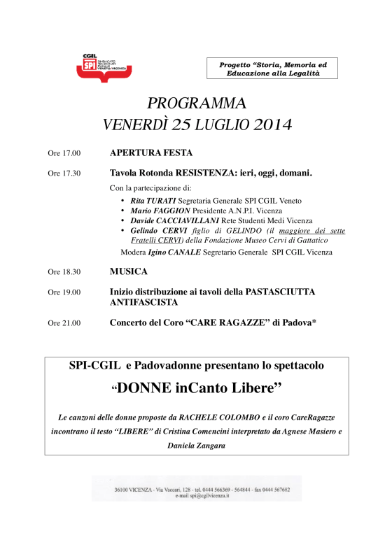 25 luglio PASTASCIUTTA ANTIFASCISTA