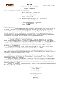 Lettera al Sindaco di Vicenza