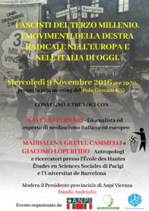 Locandina del convegno sul neofascismo