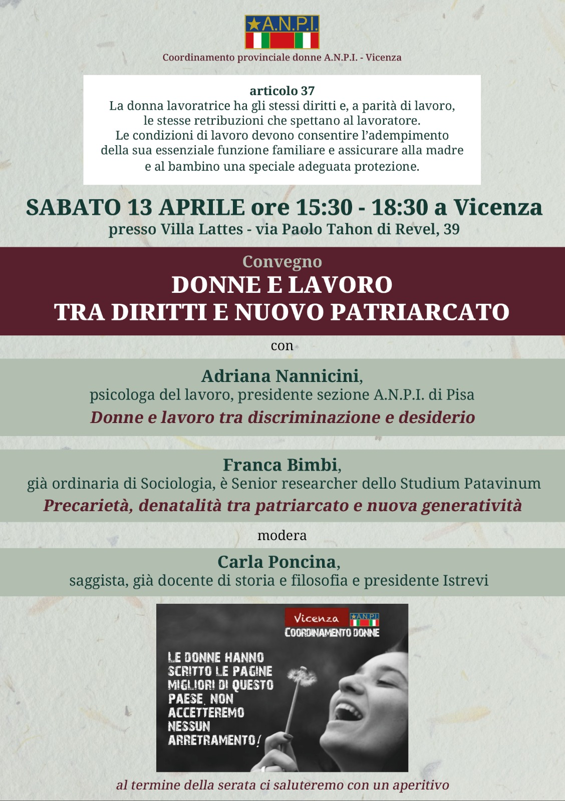 Convegno "Donne e Lavoro, tra nuovi diritti e patriarcato"