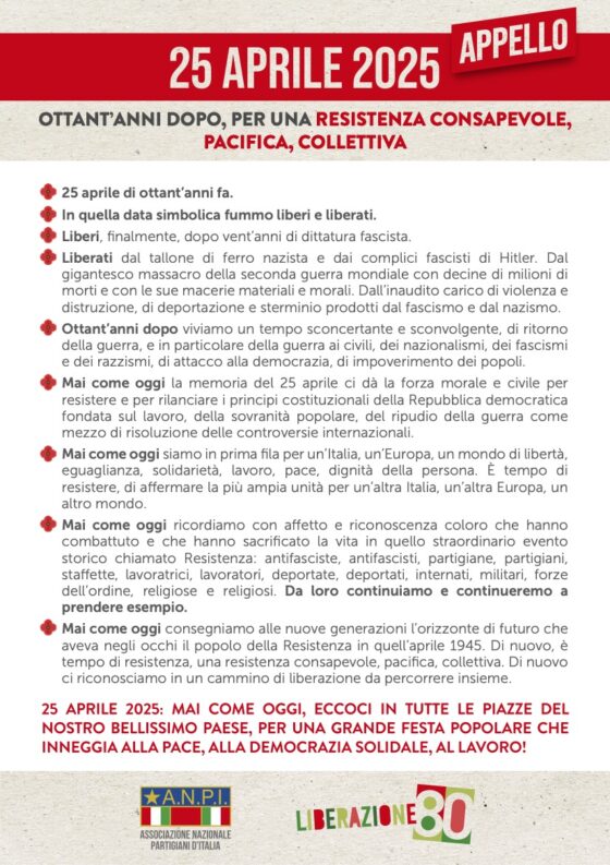 Appello nazionale ANPI 25 aprile 2025